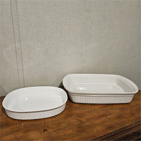 French White Corningware 2 pc. Lot-   1.8L &  9.5" x 13"