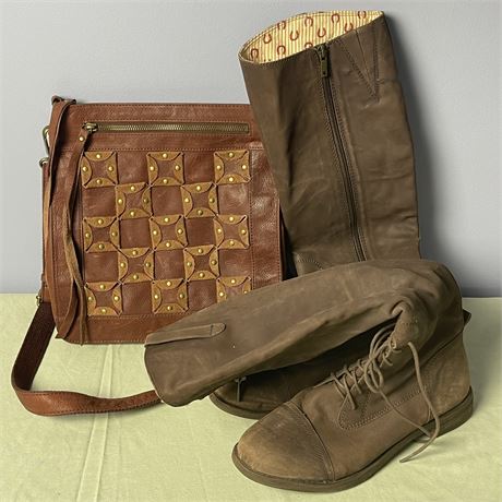 Lucky Brand Leather Crossbody Bag and Lucky Brand Soft Leather Boots