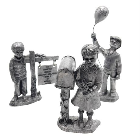 Grouping of Vtg Micheal Ricker Pewter Figures