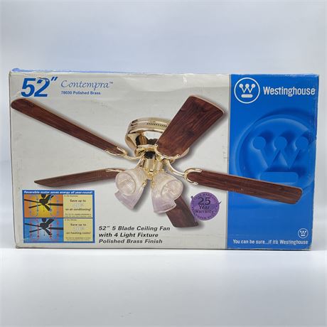 NEW 52” 5 Blade Westinghouse Ceiling Fan with 4 Light Fixtures
