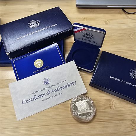 1787-1987 200th Anniversary US Constitution 'We the People' Silver Dollar