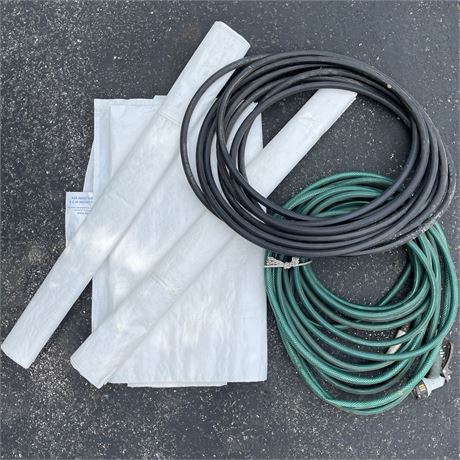 Craftsman Rubber Hose, Garden Hose, 3 E-Z Up Instant Shelter Tops(Used as Tarps)