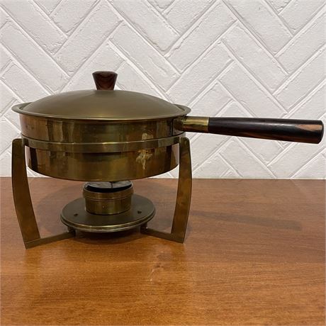 MCM Brass Shaving Dish w/ Wooden Handle & Knob