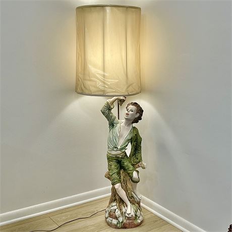 Large Italian 1964 Azzolian Brothers Porcelain Capodimonte Lamp - 4.5 ft. tall