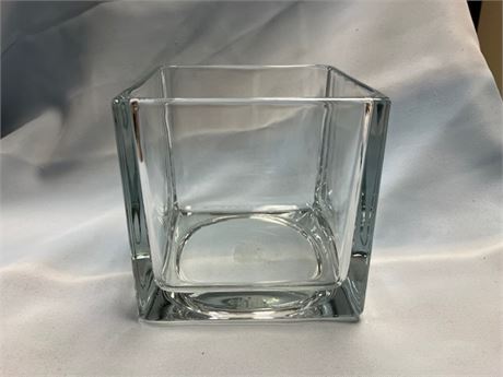 Clear Glass Square Vase/Container