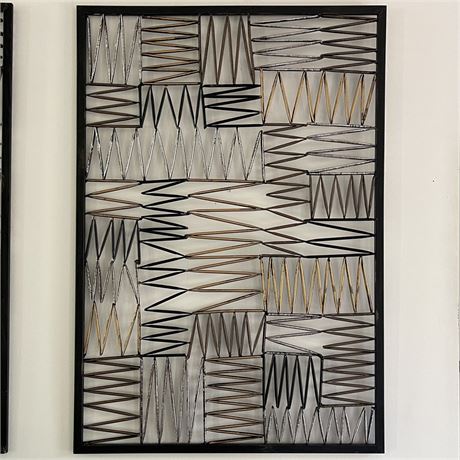 Heavy Metal Wire Geometric Patchwork Wall Panel by Sterling