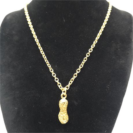 Gold Tone "Peanut" Necklace~Fashion Jewelry