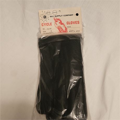 Vintage black "M-C Supply Company" cycling gloves, size medium.