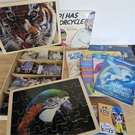 Children's Books and Puzzle Lot