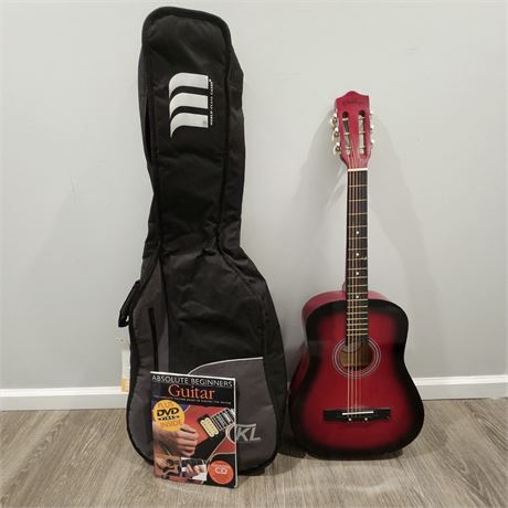 Ashthorpe Beginner Guitar w/NWT Case & Beginner Book