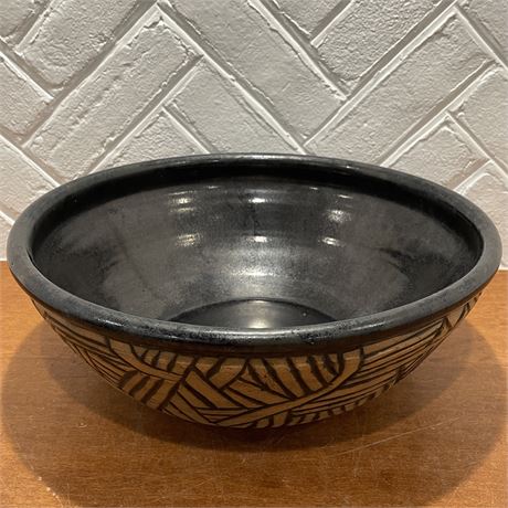 Large Signed Pottery Bowl