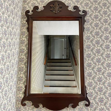 Chippendale Style Wood Framed Beveled Mirror