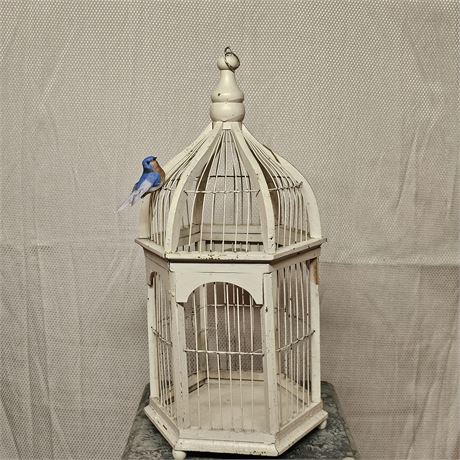 Shabby Chic Wood and Wire Decorative Birdcage