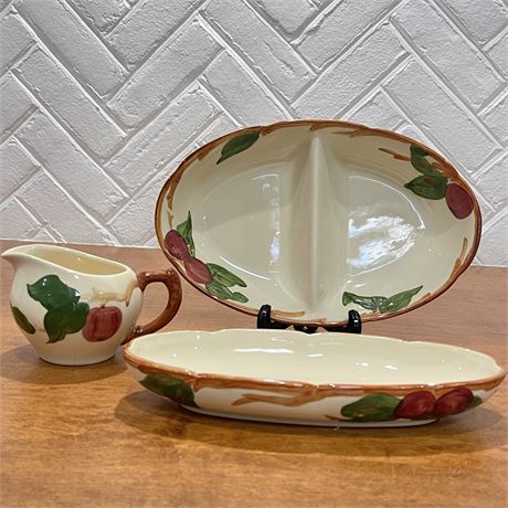 Three Vtg Franciscan "Apple" Serving Pieces