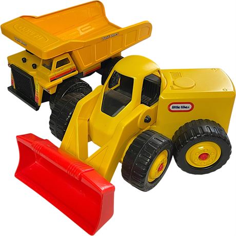 1992 Remco Tuff Ones Dump Truck & Little Tikes Dirt Digger Truck
