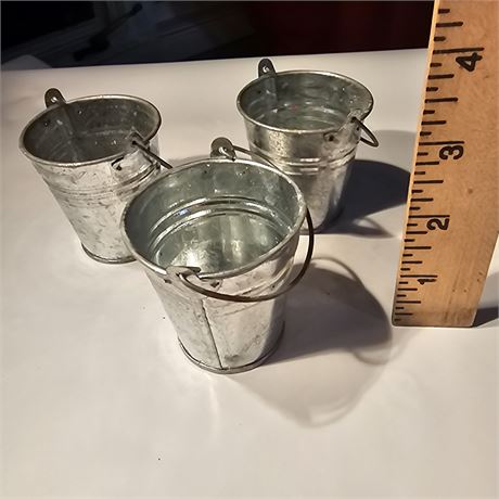 Small Metal Buckets with Handles, Galvanized Pails