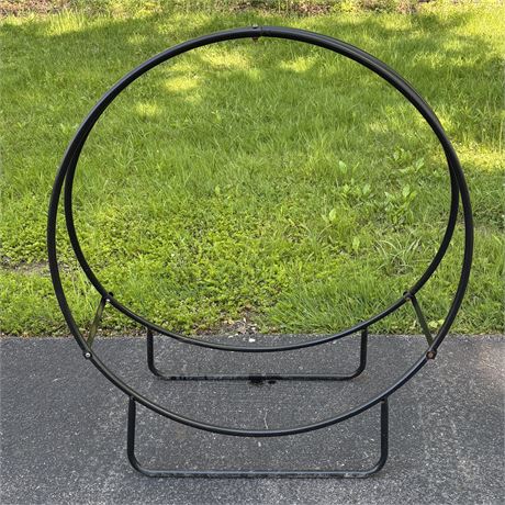 Indoor/Outdoor 40" Black Steel Firewood Log Hoop Rack