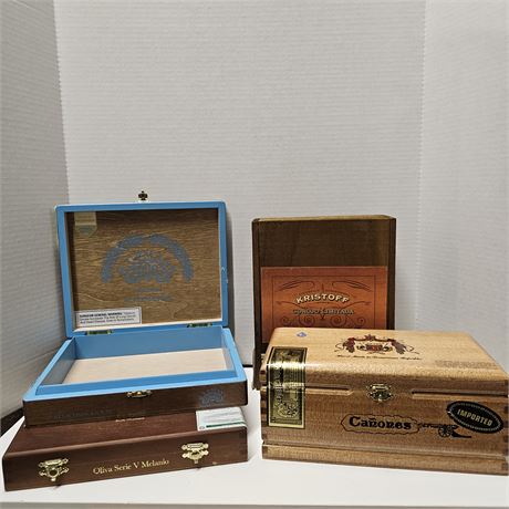 (4) Wooden Cigar Boxes 1 of 2