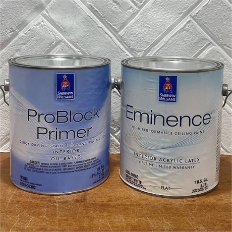 Sealed Sherwin-Williams 1-Gallon ProBlock Primer & Eminence Ceiling Paint