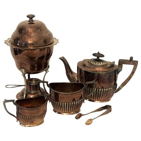 Vtg Copper Egg Warmer w/ WRN & Co Tea Set