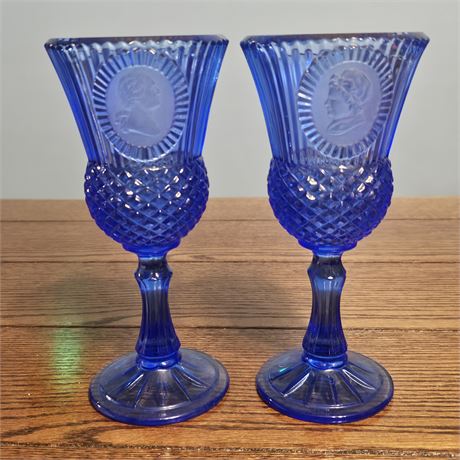Avon Cobalt Blue-Fostoria Glass Wine Goblets Set of 2