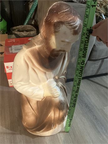 Vintage Empire Plastic Lighted Blow Mold Nativity Kneeling Joseph 29”
