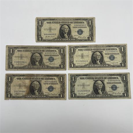 1935 A/E & 1957 A Blue Seal One Dollar Silver Certificate Bank Notes