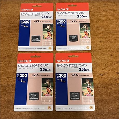(4) NIB SanDisk 256MB Shoot & Store Cards