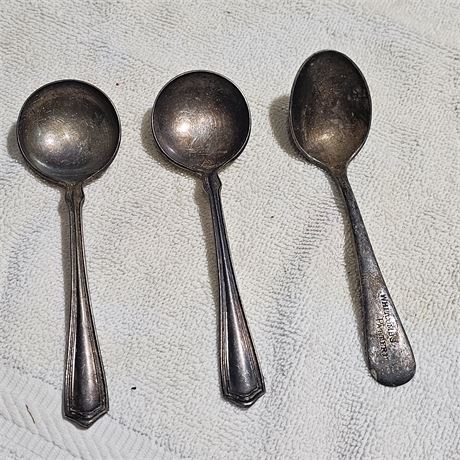Three vintage silver-plated spoons