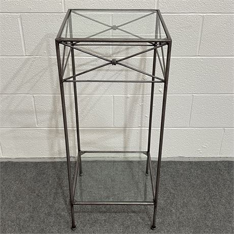Wrought Iron 2-Tier Glass Top Side Table