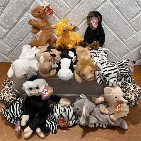 (16) TY Beanie Babies - Zoo & Farm Animals