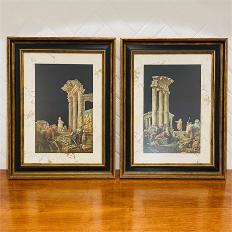 Decorative Framed Roman Motif Art Set of Two
