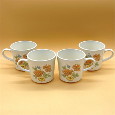 Set of 4 Corning Ware Coffee Mugs - Royal Garden Pattern