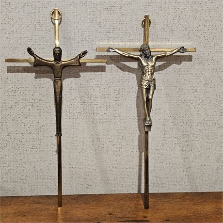Brass & Pewter Vtg. Crucifix's