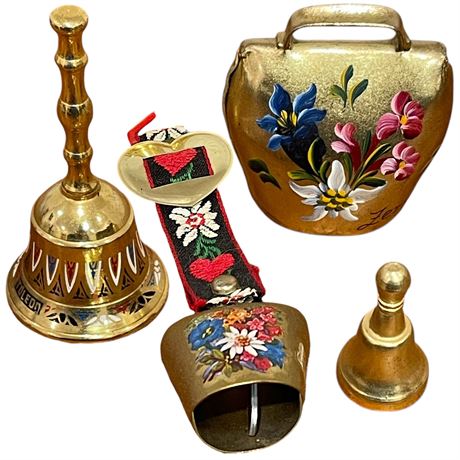 Vtg Brass Cowbells & Dinner Bells