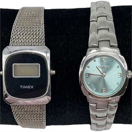 (2) Vtg Timex Silver Toned Wrist Watches