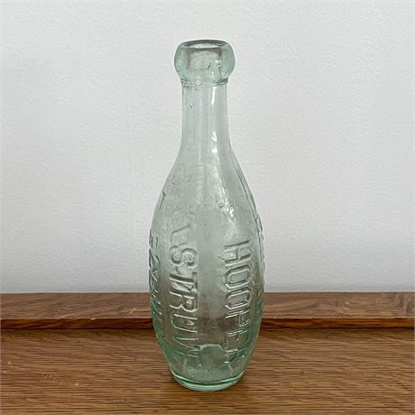 Antique Victorian Era Brighton, Hooper, Struve Embossed Aqua Glass Bottle