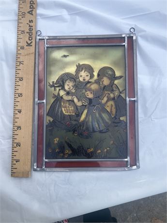 M.J. Hummel Sun Catcher Hand Painted Stained Glass Arts Children Girls Play