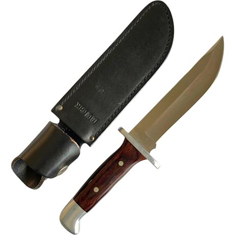 Vtg Buck 124 Frontiersman Bowie Knife w/ Leather Sheath