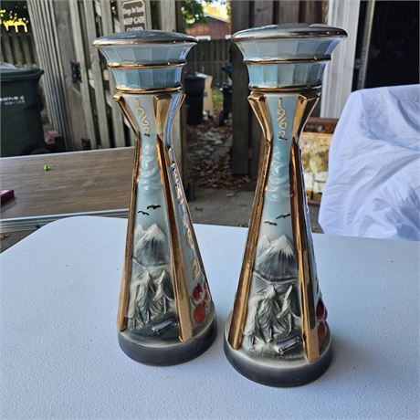 Vintage Jim Beam ceramic decanters commemorating the 1962 Seattle World's Fair.