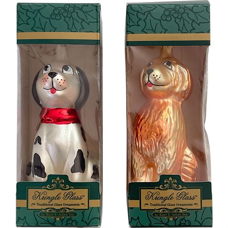 Kurt S. Adler Hand-Blown Kringle Glass Dog Ornaments