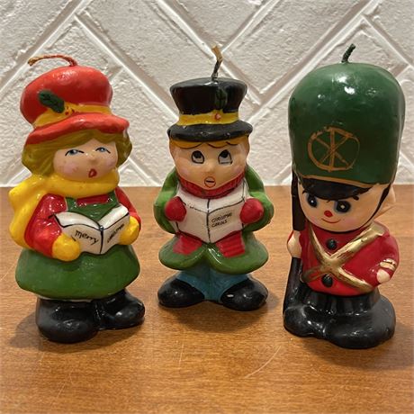 (3) Vtg Interpur Christmas 5" Figure Wax Candles
