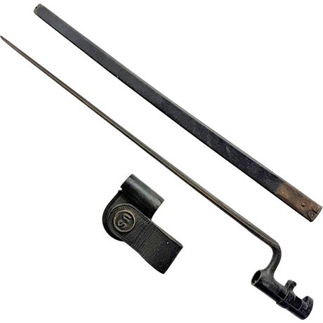U.S. Army Rifle Socket Bayonet w/ Scabbard & Leather Frog