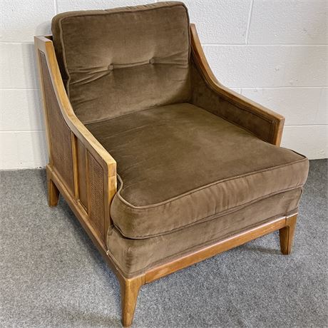 MCM Brown Upholstery and Cane Sided Lounge Chair (Sears Drexel Collection?)