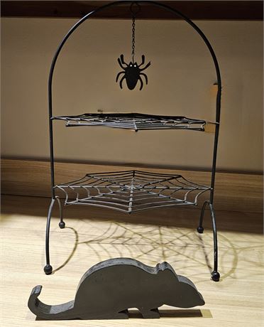 Halloween Spider cookie rack and wooden rat