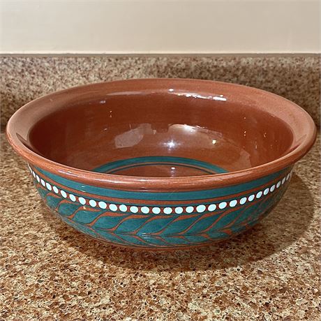 Signed Earthenware Glazed Studio Pottery Serving Bowl