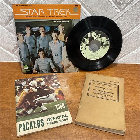 Collectibles w/ Star Trek 45, Basic Field Manual, and 1968 Packers Press Book
