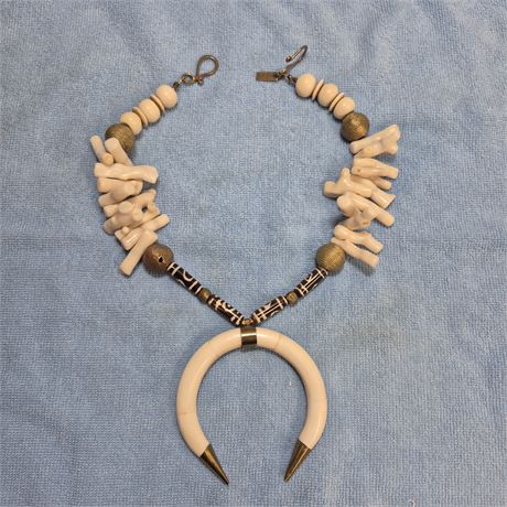 Vtg Bohemian Tribal Statement Necklace