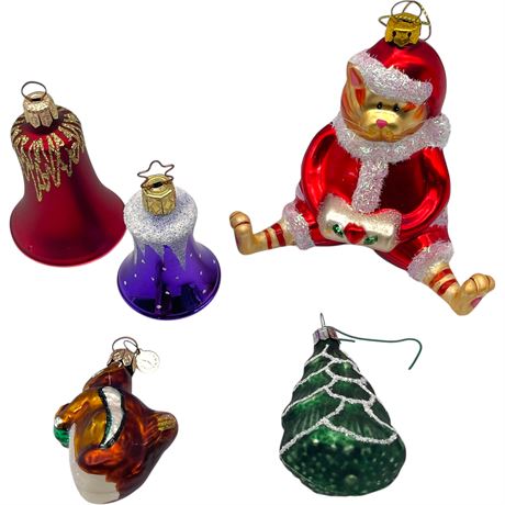 (5) Blown Glass Ornaments