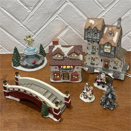 Mix of Lighted Christmas Houses and Accessories